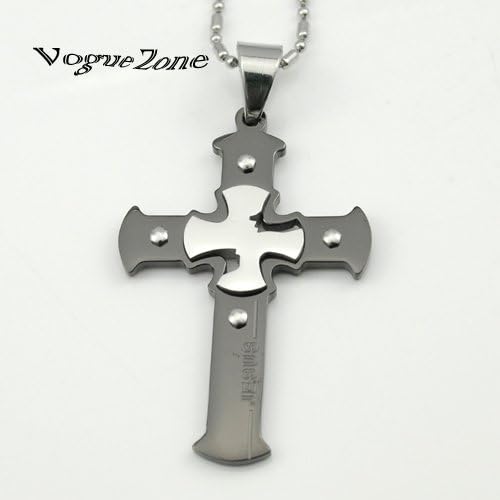 Rainy Jewel :Black Jesus Piece Chain Cross Stainless Steel image jesus christ key charms mandala Love the vampir of diaries BP1170