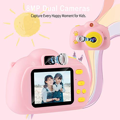 Kids Camera, 1080P 8MP Selfie Digital Kids Camera for Girls with 32GB SD Card Children Video Camera Birthday/Christmas/New Year Toy Gifts for 3 4 5 6 7 8 9 10 Year Old Girls (Pink) - Thumbnail 3
