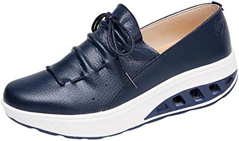 Womens Platform Wedges Sneakers Faux Leather Lace-up Slip On Comfortable High Heels Walking Shoes