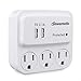 DEWENWILS Multi-Plug outlet wall adapter with 2 USB Charging Ports and Phone Holder, Surge Protector 3 Outlet Wall Adapter for Home/Travel/GFCI Use, UL Listed, White