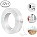 Hompie Double Sided Tape Heavy Duty (17FT), Multipurpose Removable Mounting Tape Adhesive Grip,Reusable Strong Sticky Wall Tape Strips Transparent Tape Poster Carpet Tape for Paste Items,Household,DIY