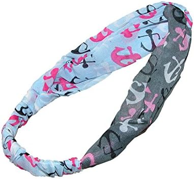 Cilla Collection Women's Criss Cross Style Anchor Fashion Headband, Blue Anchors