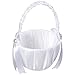 Juvale White Mini Flower Girl Basket with Satin Bow & Faux Pearl Beads - 8 x 5.2 x 6 in Satin - Wedding Decor & Petal Display