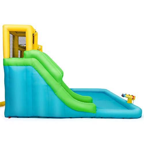 image for Costzon Inflatable Water Park, Inflatable Double Water Slides, Kids Wa