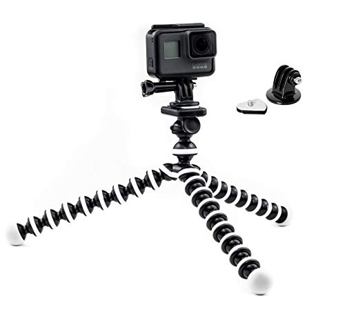 cámara de trípode flexible digicharge octopus de 10 '' + soporte de montaje de cámara de acción, compatible con gopro hero9 hero8 hero 9 8 7 6 fusion akaso brave 5 4 apeman fitfort crosstour davola dragon touch jeemak cam