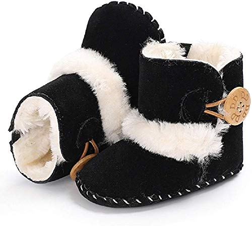 Meeshine Winter Warm Baby Boots Premium Soft Sole Prewalker Newborn Infant Boy Girl Crib Shoes Snow Boots(Small / 0-6 Months,Black 01)