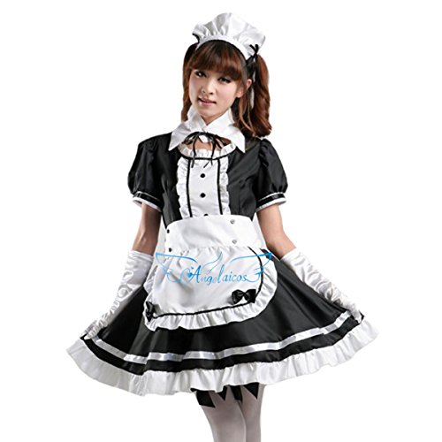 Angelaicos Womens Lolita Maid Costume Dress Suits Stocking Petticoat