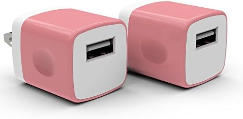 2 Pack PowerJive® USB AC Universal Power Home Wall Travel Charger Adapter for Apple iPhone 3 4 4S 5 5c 5s 6 6s Plus iPod Touch Nano (Pink)