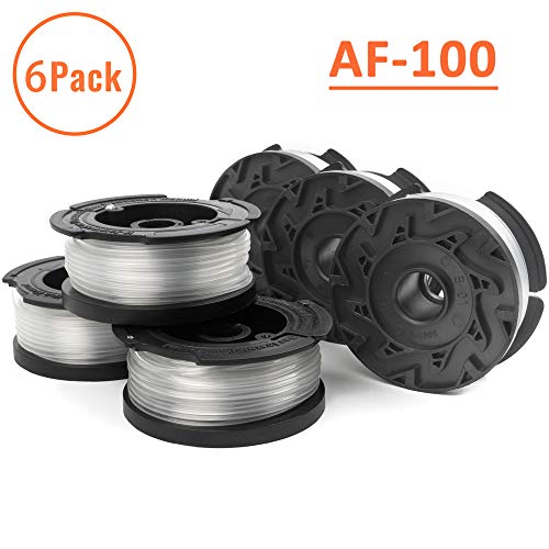 X Home AF-100 Weed Eater Spools Compatible with Black Decker GH900 GH600 LST522 LCC140 String Trimmer Replacement Spool Refills 30ft 0.065" Auto-Feed Single Lines Edger Parts Grass Trimmers (6 pcs)