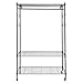 Homdox 3-Tier Garment Rack, Heavy Duty Clothing Wire Shelving, Rolling Free Standing Closet with Lockable Wheels, 1 Hanging Rod and 2 Pairs Side Hooks, Gray