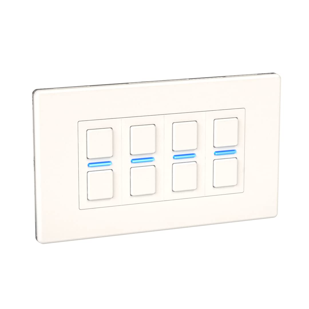 Lightwave LP24WHMK2 Smart Dimmer with Energy Monitoring, 4 Gang, White Metal - Works with Alexa, Google Assistant, HomeKit. iOS & Android Compatible