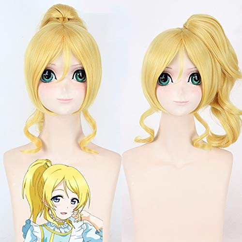 Anime Lovelive! Love Live Cosplay Costume Eli Ayase Wigs Heat Resistant Synthetic Hair Clip Ponytail