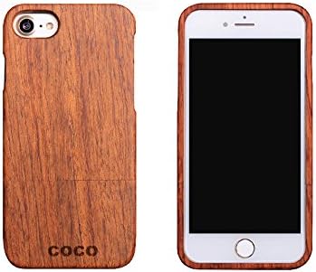 iPhone 8 7 Wood Cases - iPhone8 iPhone7 Wooden Case Cover with Natural Real Bamboo/Wood Material and Unique Design Handmade Carved Painting Like Artwork for Apple iPhone 8 & 7 (Rose Wood)