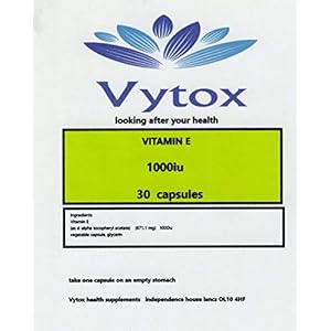 Natural Vitamin E 1000IU High Strength 30 Vegetarian Capsules High Absorption. 1 Month Supply. by Vytox