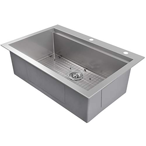 MOWA CounterFinesse 33 x 22 inch Workstation Topmount Kitchen Sink, Luxury Drop In Workstation Sink -Pack of 7 w/ 17.5" Acacia Butcher's Block - Tight Radius 16 Gauge Stainless Steel Single Bowl Sink - Thumbnail 2
