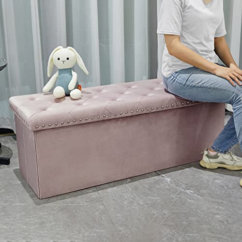 B FSOBEIIALEO Storage Ottoman Bench, Folding Tufted Ottomans with Storage, Extra Large 140L