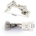 170 Degree Punch Free Frameless Cabinet Doors Hinges Concealed Hydraulic Adjustable Mounting Hinges Soft Closing Stainless Steel Buffer Dampers for Wardrobe,1 Pair(1 Pair)
