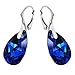 Sterling Silver 925 Made with Imitation of Crystals Electric Blue Teardrop Leverback Earrings for Women