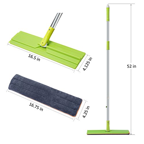 EGOFLEX Microfiber Floor Mop, Duster 16.5" Flat Frame with Stainless Steel Handle for Wet and Dry Mopping on All Surface and Hardwood Laminate Floor (3 Reusable Mop Pads) - Thumbnail 4