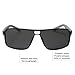 FSK Large Size Polarized Square Sunglasses (Black Frame/Grey Lens)