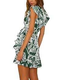 Blooming Jelly Vestido de cuello en V para mujer, con volantes y volantes, diseño floral