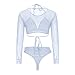 Meyeeka Womens Sexy Mesh Long Sleeve High Waist 3 Piece Bikini Swimsuit White S