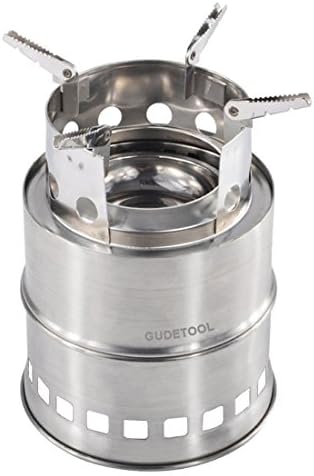 Gudetool Portable Camping Stove Collapsible Stainless Steel Outdoor Wood Burning Stove Picnic BBQ Camping (Style1)