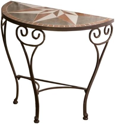 Amazon Com Alfresco Home 28 8312 Stella Half Moon Table Mosaic Pattern Patio Side Tables Garden Outdoor