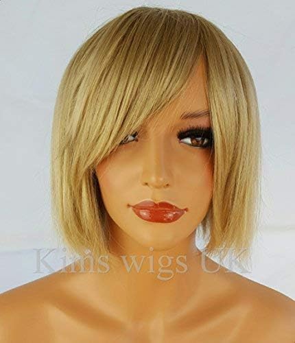 KIMS WIGS SHORT WOMENS LADIES HONEY BLONDE BLUNT CHOPPY STYLE SHORT BOB WIG