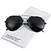 Duduma Polarized Fashion Aviator Sunglasses with Flat Lens Metal Frame for Women and Men 0713 (Black frame, Smoke lens)