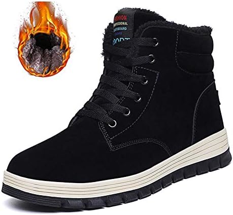 Orlasha Men Winter Snow Boots Warm Sneaker High Top Antiskid Suede Leather Fur Lined Shoes