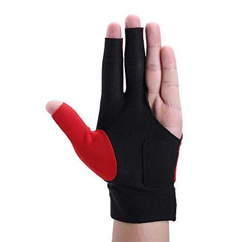 Roaming Quick-Dry Breathable Billiard Shooters Carom Pool Snooker Cue Sport Glove Fits on Left Hand (Red, L/XL)