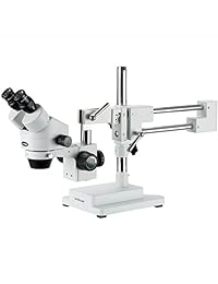 AmScope SM 4B microscopio profesional de zoom estéreo binocular, oculares WH10x, aumento de 7X 45X, objetivo del zoom 0.7X 4.5X, soporte de brazo doble