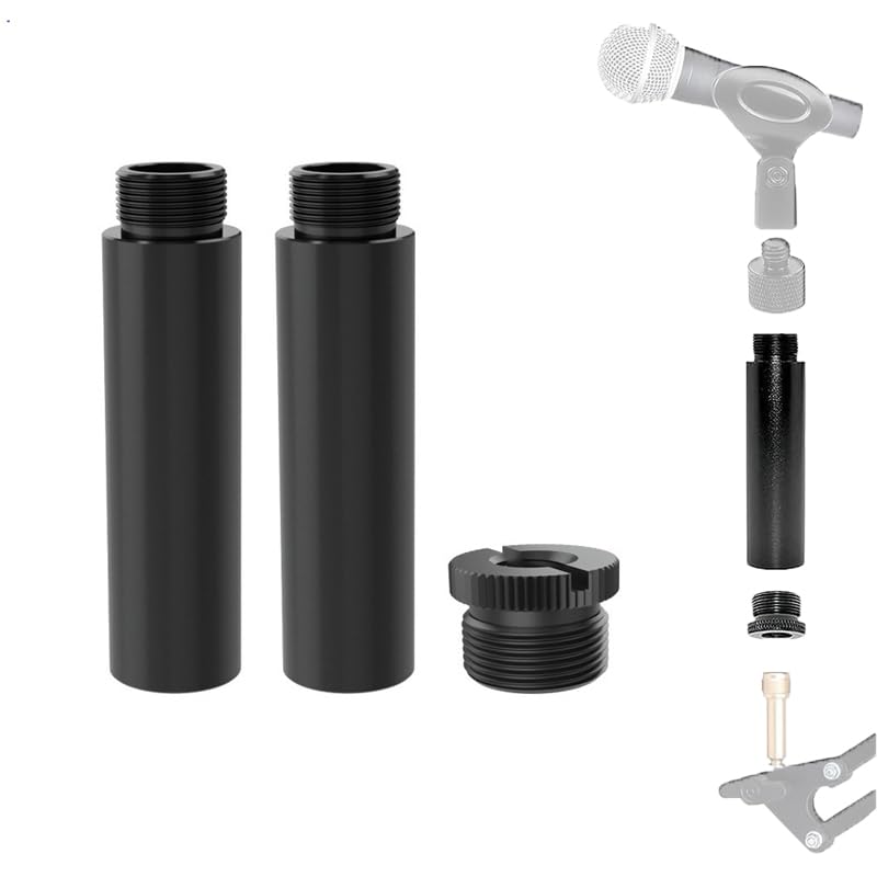 ieron Mic Extension Rod 2pcs Microphone Stand 5/8 Extension Tubes with 1pcs 3/8 to 5/8 Adapter for Table & Arm Tripods - With Solt