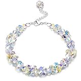 KesaPlan Crystals Bracelets, Crystals from Swarovski, Butterfly Shaped Aurora Crystals Bracelets for Women Girls Link Chain Bracelets, Jewelry Gift for Christmas Day, 7