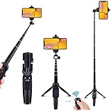 Selfie Stick Bluetooth,All-in-One Professional Cell Phone Tripod Stand 40 Inch Extendable with Wireless Remote Camera Shutter Compatible with iPhone Samsung iOS Android Huawei and More