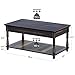 VASAGLE Coffee Table with Turned Solid Wood Legs, Cocktail Table with Colorful Lower Shelf, Tool-Free Assembly, for Living Room, Office, Study, Reception, Country Brown ULCT18GL