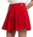 chouyatou Women's Double Waist Side Buttons Pleated Skirt (Small, Red)
