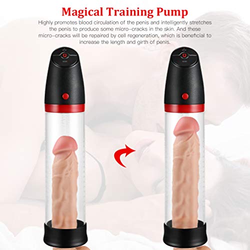 UTIMI Penis Vacuum Pump,Utimi Male Rechargeable Automatic Enhancement Training Device with 4 Suction Intensities for Stronger Bigger Erections Black+red 1 Count (Pack of 1)