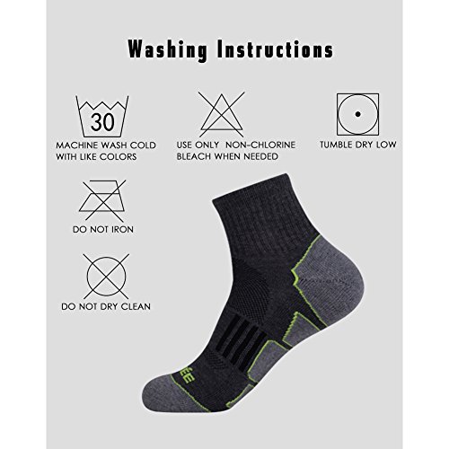 JOYNÉE Men's 6 Pack Athletic Performance Cushion Ankle Running Quarter Socks,Grey 1,Sock Size:10-13