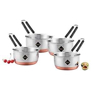 Meqstore Stainless Steel Copper Bottom Saucepan, Induction Base Sauce Pan, Tea Pan, Milk Pan, Tapeli Patila, Sauce Pot…