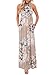 Jug&Po Women's Floral Print Sleeveless Long Maxi Casual Dress (Large Beige)