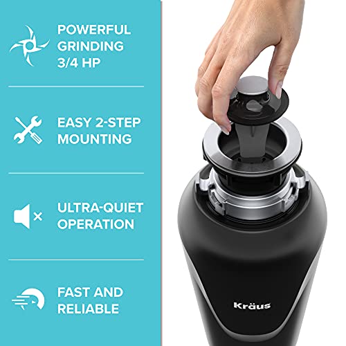 Kraus KWD10075MBL WasteGuard Continuous Feed Garbage Disposal with 3/4