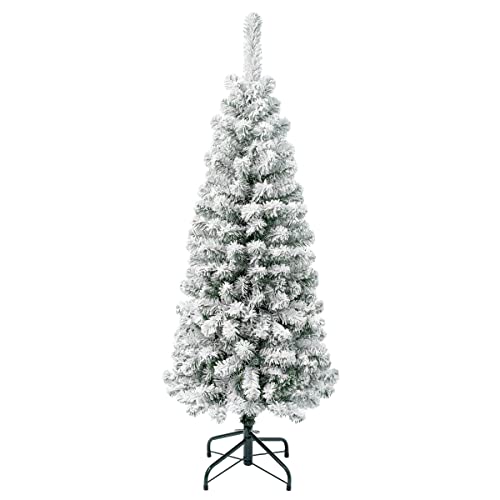National Tree Company 4.5 ft Unlit Flocked Acacia Slim Artificial Christmas Tre…