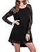 Leadingstar Women Long Sleeve Lace Patchwork Loose Casual Mini Chiffon Dress