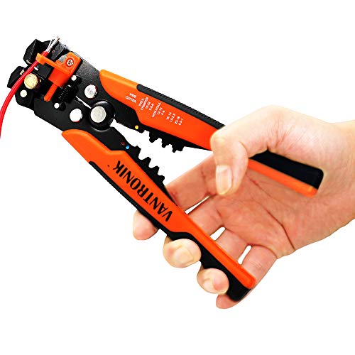 VANTRONIK 3 in 1 Automatic Wire Stripper, Crimper, Cutter, Self-Adjusting for wires from 10 AWG to 24 AWG Orange-black color
