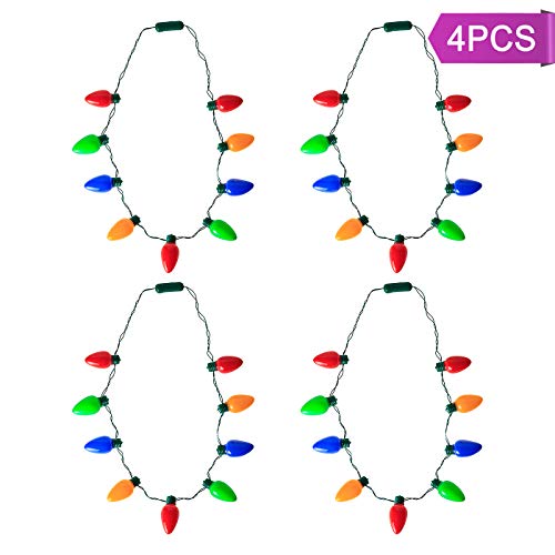 U_star 4 Pack LED Christmas Bulb Necklace Light Up 9 Bulbs LED Party Favors Kids Adults, String Lights, Christmas Decorations Bulk Options,for Xmas Party riptions Batteries Included