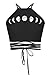 Womens Teens Girls Juniors Halterneck Sexy Vest Crop Top),One Size,Black Moon