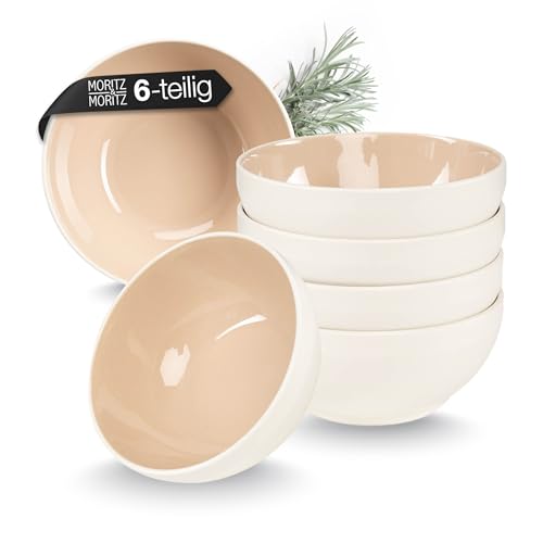 Moritz &Amp; Moritz Cavo Müslischalen 6Er Almond - Stylisches Und Robustes Schalen Set Aus Steinzeug Für Müsli, Suppen &Amp; Salate - Spülmaschinenfest, Mikrowellengeeignet, Ideal Für Den Täglichen Gebrauch