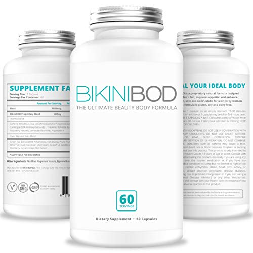 BIKINIBOD Weight Loss Pills for Women - Premium Vegan Weight Management & Beauty Supplement for Women | Garcinia Cambogia, Caffeine, Superfruit Extract, Yohimbe, Raspberry Ketones, Biotin| Fat Burners